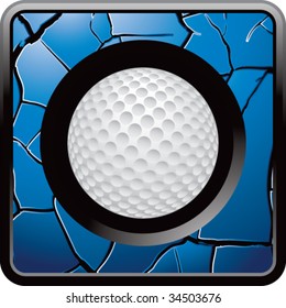 bola de golf en un icono de la web craqueada