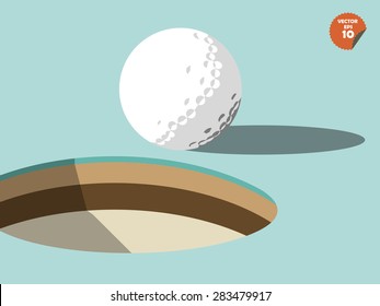 golf ball on edge of hole design, golf design