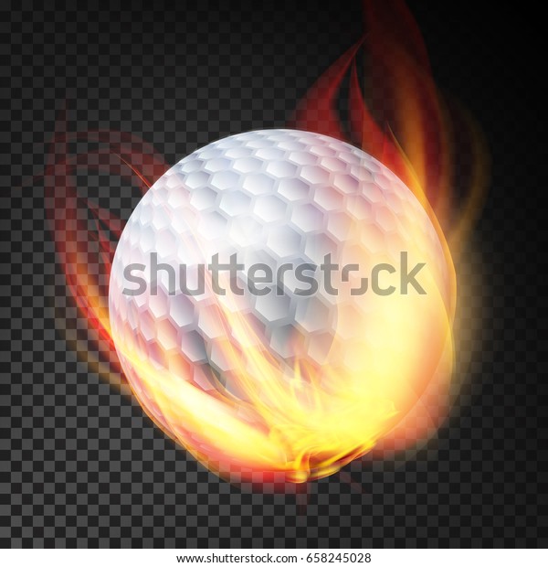 Golf Ball On Fire. Burning Style. Illustration Isolated On Transparent