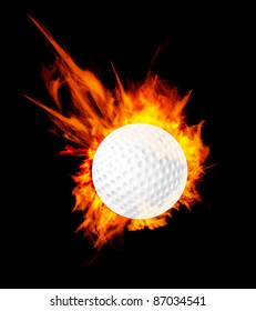 Golf Ball On Fire. Vector Illustration