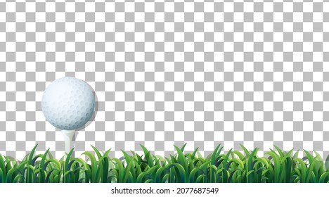 Golf ball on the grass field on transparent background illustration