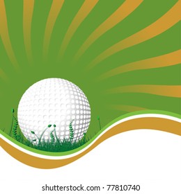Golf ball on the grass over starry background