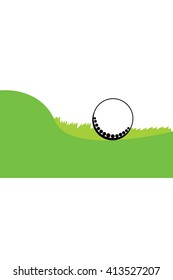 golf ball on grass. realistic grass. close up vector