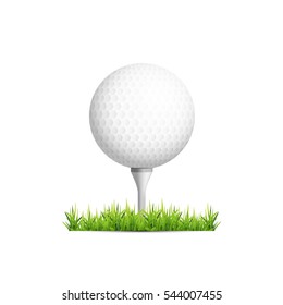 Golf ball on grass. Vector design.