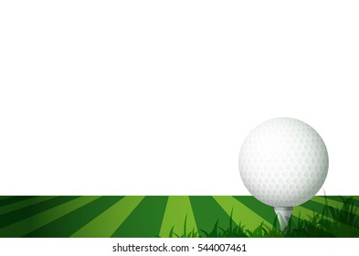 Golf ball on grass. Vector design.