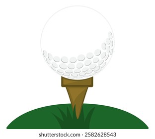 Golf ball on the green grass isolated illustration