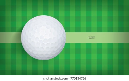 Golf ball on green grass pattern. Abstract background for golf sport. Vector illustration.