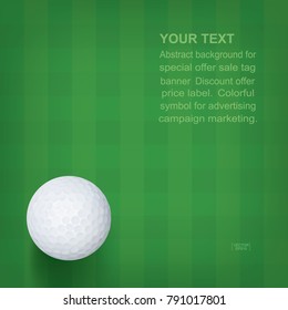 Golf ball on green grass pattern. Abstract background for golf sport. Vector illustration.