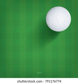 Golf ball on green grass pattern. Abstract background for golf sport. Vector illustration.