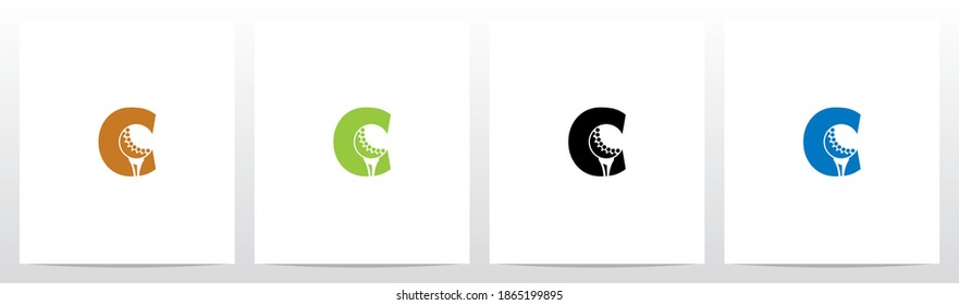 Golf Ball On Letter Logo Design C