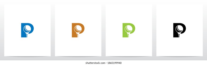 Golf Ball On Letter Logo Design P