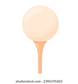 A golf ball on a peg. Vector illustration. Sport. Isolated on a white background.