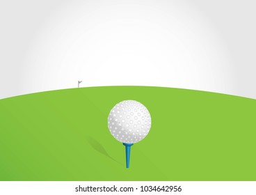 Golf ball on the pin preparing for tee off, Golf ball in the green court, Eps 10 vector