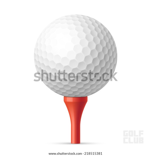 赤いティーの上にゴルフボール ベクターイラスト のベクター画像素材 ロイヤリティフリー