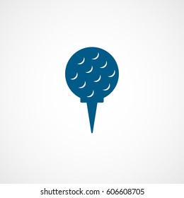 Golf Ball On Stand Blue Flat Icon On White Background