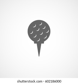 Golf Ball On Stand Flat Icon On White Background