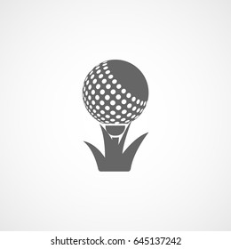Golf Ball On Stand Flat Icon On White Background