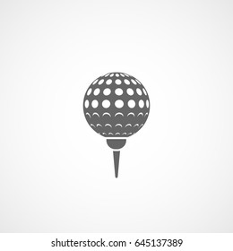 Golf Ball On Stand Flat Icon On White Background