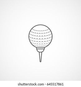 Golf Ball On Stand Line Icon On White Background