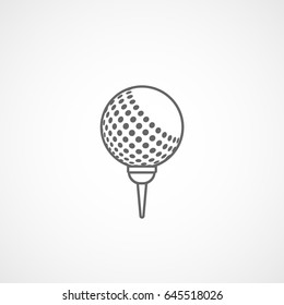 Golf Ball On Stand Line Icon On White Background