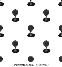 Golf ball on the stand.Ball and tee single icon in black style vector symbol stock illustration web.