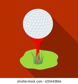 Golf ball on the stand.Golf club single icon in flat style vector symbol stock illustration web.