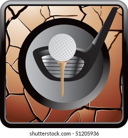 bola de golf en el icono de la web de bronce