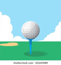 Golf ball on tee at in golf club
