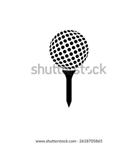 Golf ball on tee. Featherie ball on tee on top, representing the sport of golf. Vector illustration