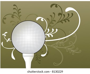 golf ball on tee with foliage behind