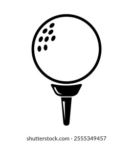 Golf Ball on Tee Game Competition Icon Sport Black Silhouette Illustration