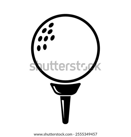 Golf Ball on Tee Game Competition Icon Sport Black Silhouette Illustration