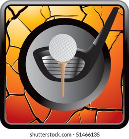 bola de golf en el icono de la red dorada craqueada