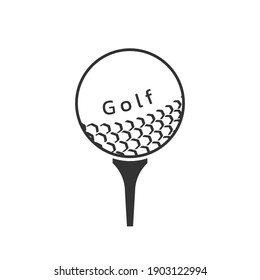 Golf ball on tee. Golfball icon. Vector illustration.