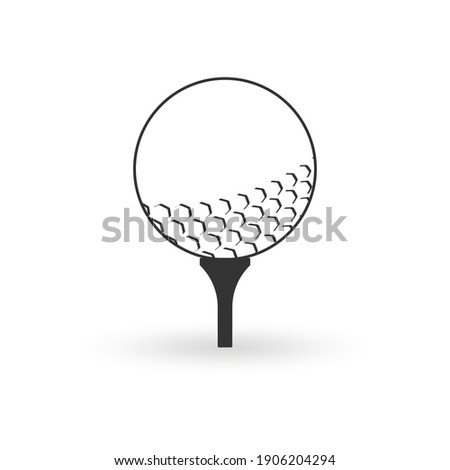 Golf ball on tee. Golfball icon. Vector illustration.