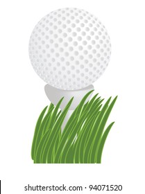 golf ball on a tee in grass vector illustration