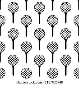 Golf Ball On Tee Icon Seamless Pattern Vector Art Illustration