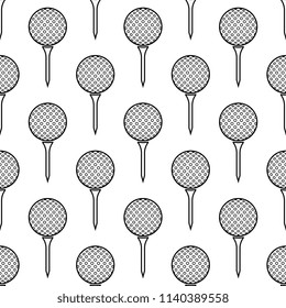 Golf Ball On Tee Icon Seamless Pattern Vector Art Illustration