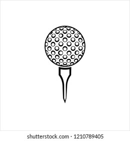 Golf Ball On Tee Icon Vector Art Illustration