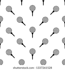 Golf Ball On Tee Icon Seamless Pattern Vector Art Illustration