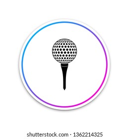 Golf ball on tee icon isolated on white background. Circle white button. Vector Illustration