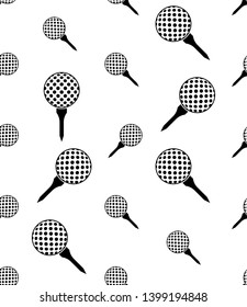 Golf Ball On Tee Icon Seamless Pattern Vector Art Illustration