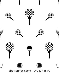 Golf Ball On Tee Icon Seamless Pattern Vector Art Illustration