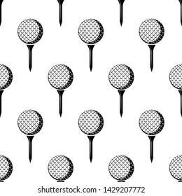 Golf Ball On Tee Icon Seamless Pattern Vector Art Illustration