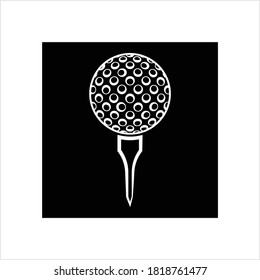Golf Ball On Tee Icon Vector Art Illustration