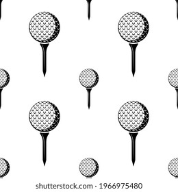 Golf Ball On Tee Icon Seamless Pattern Vector Art Illustration