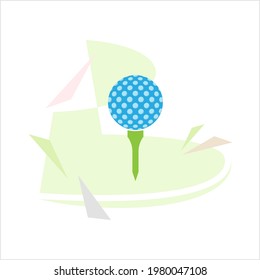 Golf Ball On Tee Icon Vector Art Illustration