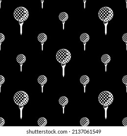 Golf Ball On Tee Icon Seamless Pattern Vector Art Illustration