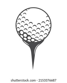 golf ball on tee icon isolated