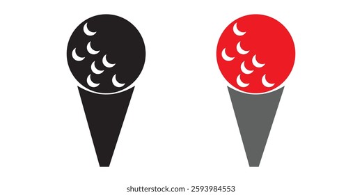 golf ball on tee icon vector set on white background.
